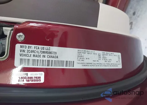 2021 Chrysler Pacifica Hybrid Touring L из США, поврежденный, VIN 2C4RC1L73MR596729